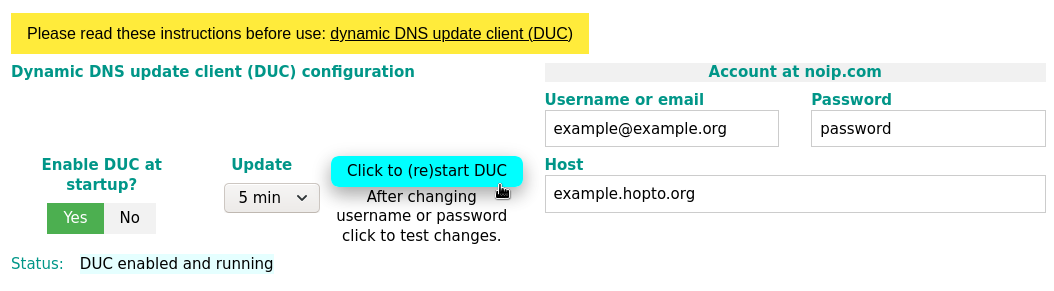 DUC configuration